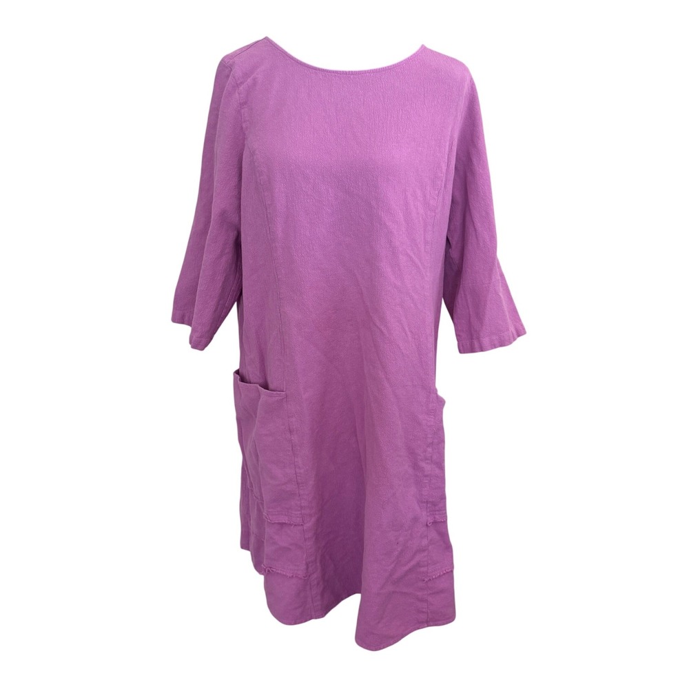 Soft Surroundings Womens Purple Cotton Crepe Tunic Dress Pockets Size L